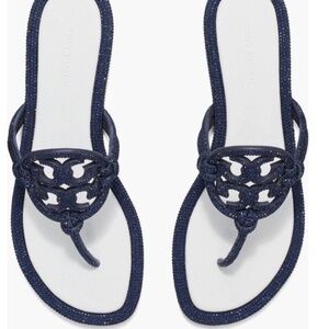 Tory Burch Miller Knot Pave Rhinestone Sandals Black and White